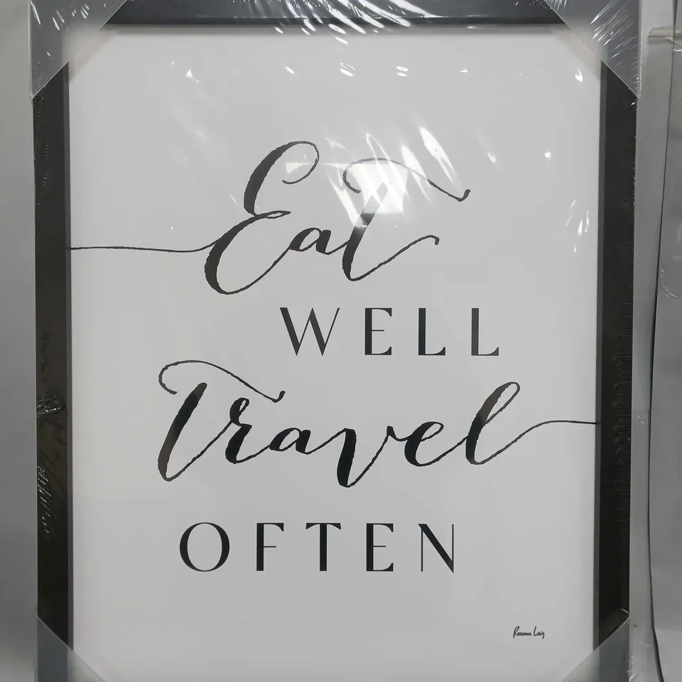 EAT WELL TRAVEL OFTEN FRAMED PRINT