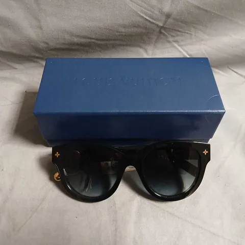 LOUIS VUITTON SUNGLASSES – BLACK ACETATE WITH GOLD LV LOGO ACCENTS