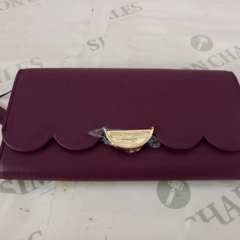 PAUL COSTELLOE LEATHER WALLET IN DEEP PURPLE
