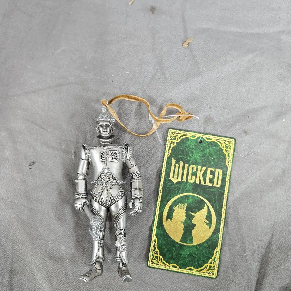 WICKED TIN MAN HANGING SILVER ORNAMENT WITH GLITTER DETAIL