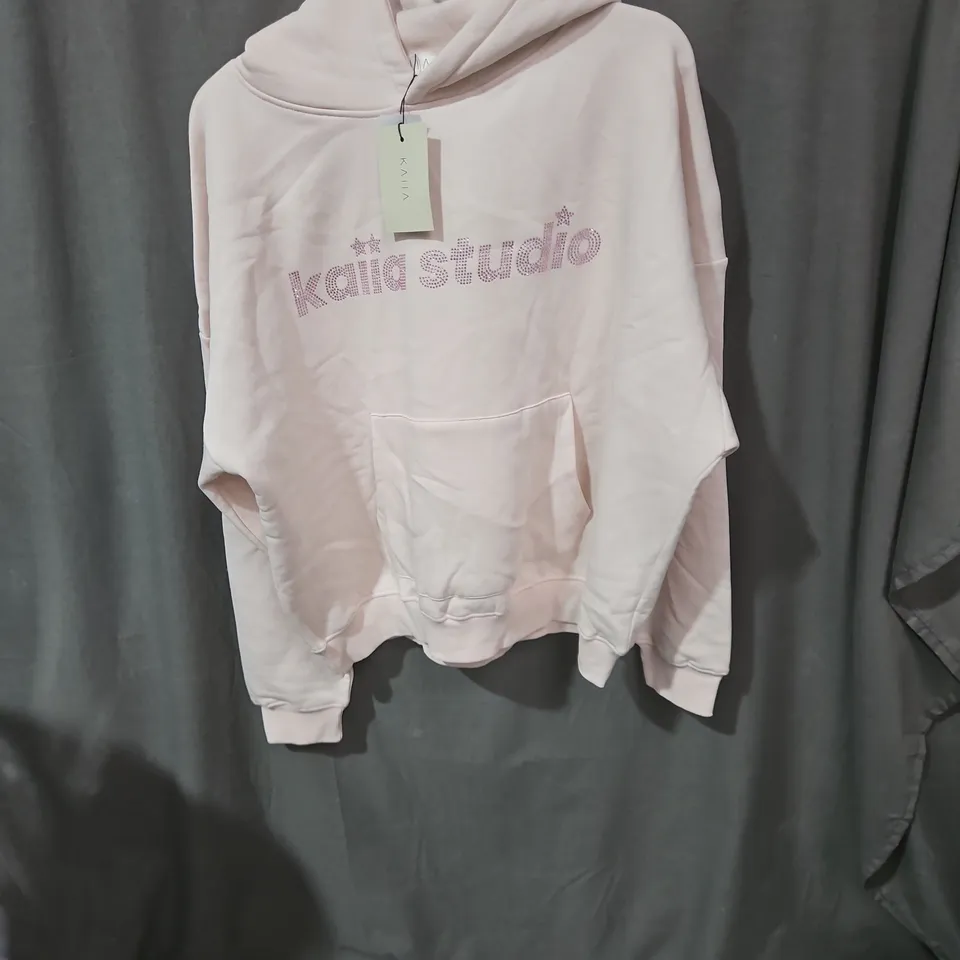 KAIIA STUDIO DIAMANTE OVERSIZED HOODIE – SHELL PINK – UK 10