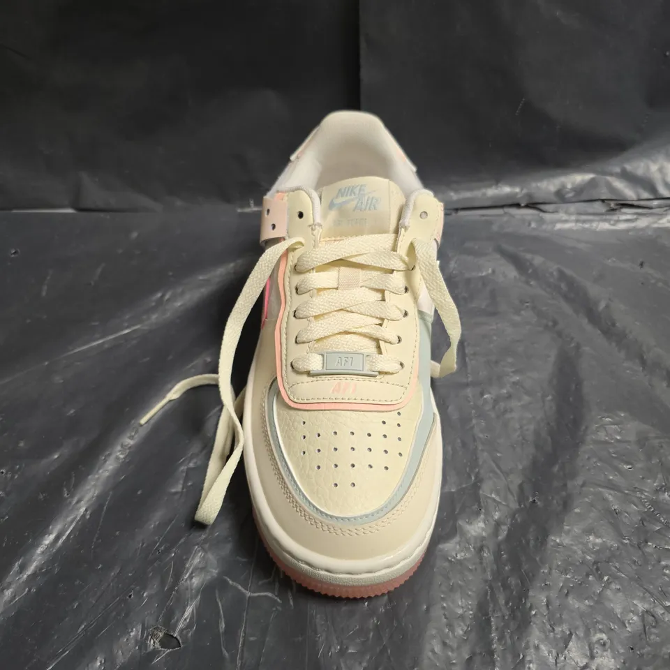 NIKE AIR FORCE 1 SHADOW SNEAKERS – COCONUT MILK/LIGHT SILVER/SAIL/CRIMSON TINT - SIZE UK 3