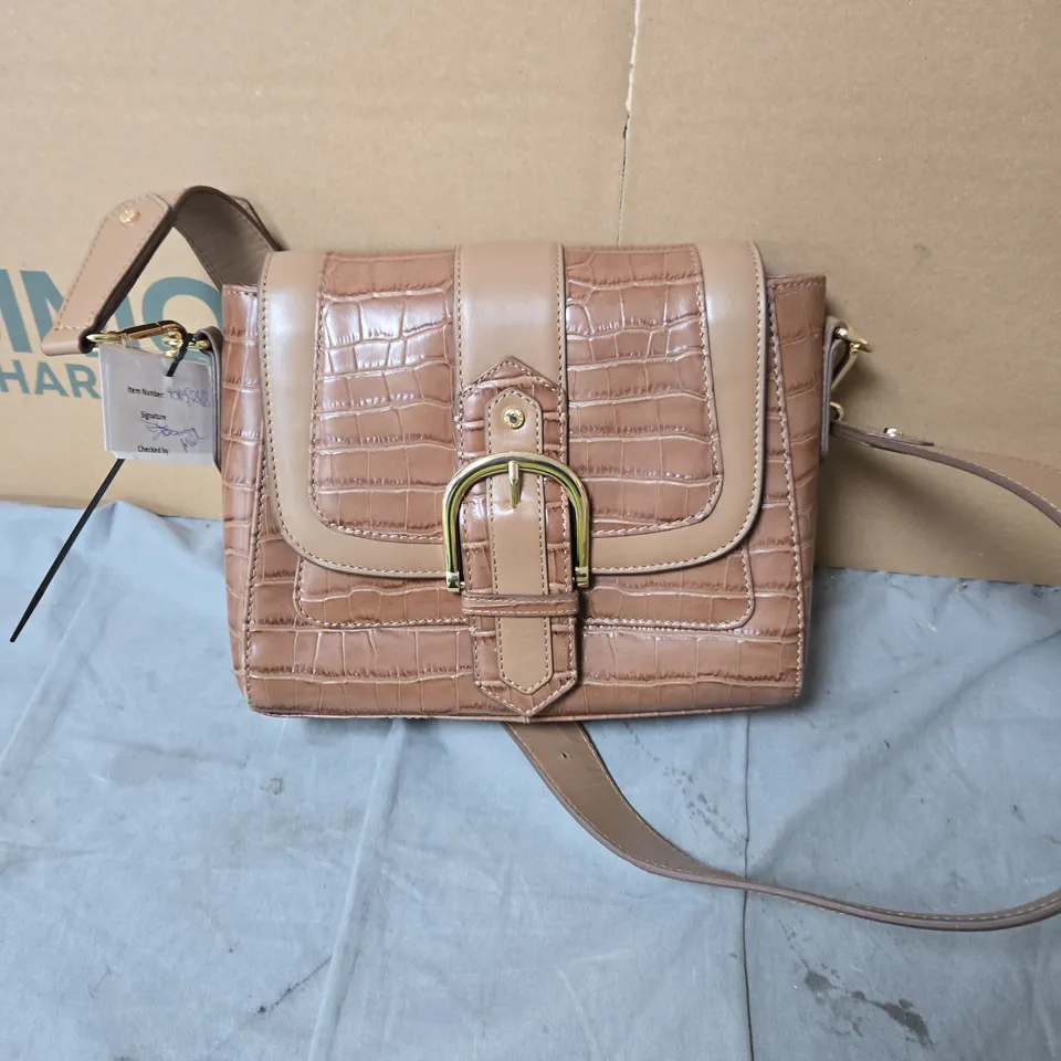 PAUL COSTELLO  CROCODILE-EMBOSSED CROSSBODY BAG WITH BUCKLE DETAIL