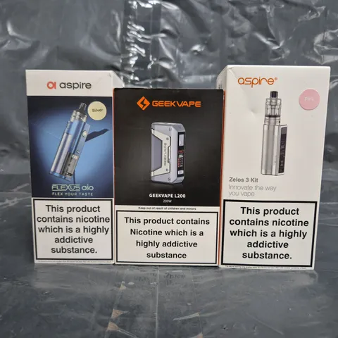 BOX OF APPROXIMATELY 20 ASSORTED VAPING ITEMS AND PRODUCTS TO INCLUDE GEEK VAPE, ASPIRE, ETC