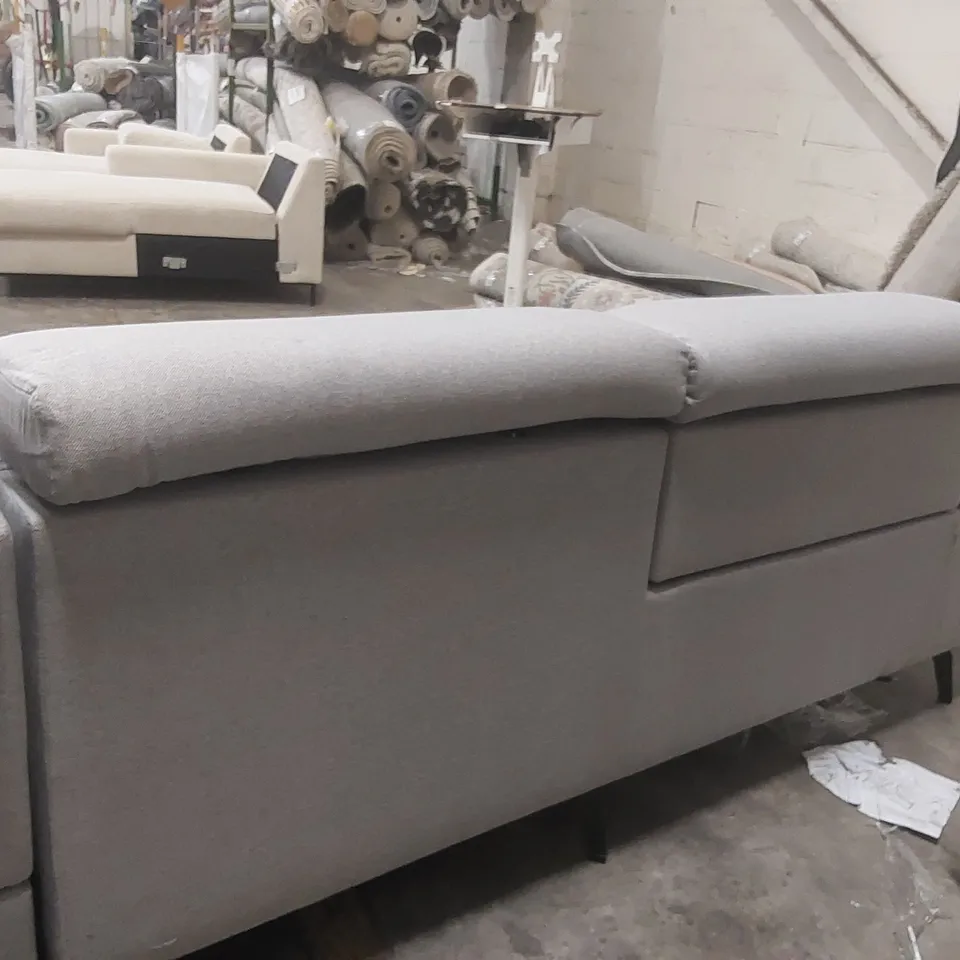 QUALITY DESIGNER FABRIC UPHOLSTERED ELECTRIC RECLINER CORNER SOFA WITH STORAGE