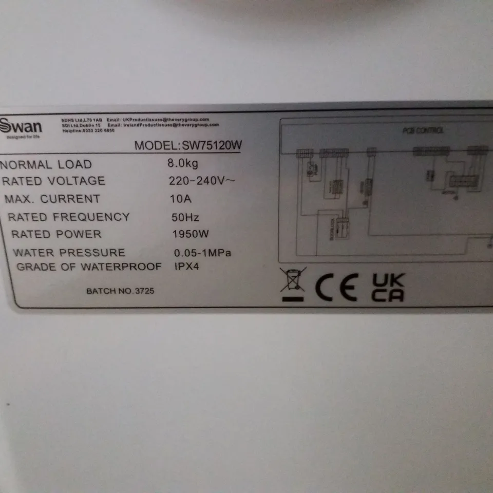 SWAN SW75130B 9KG LOAD, 1400 SPIN FREESTANDING WASHING MACHINE - WHITE