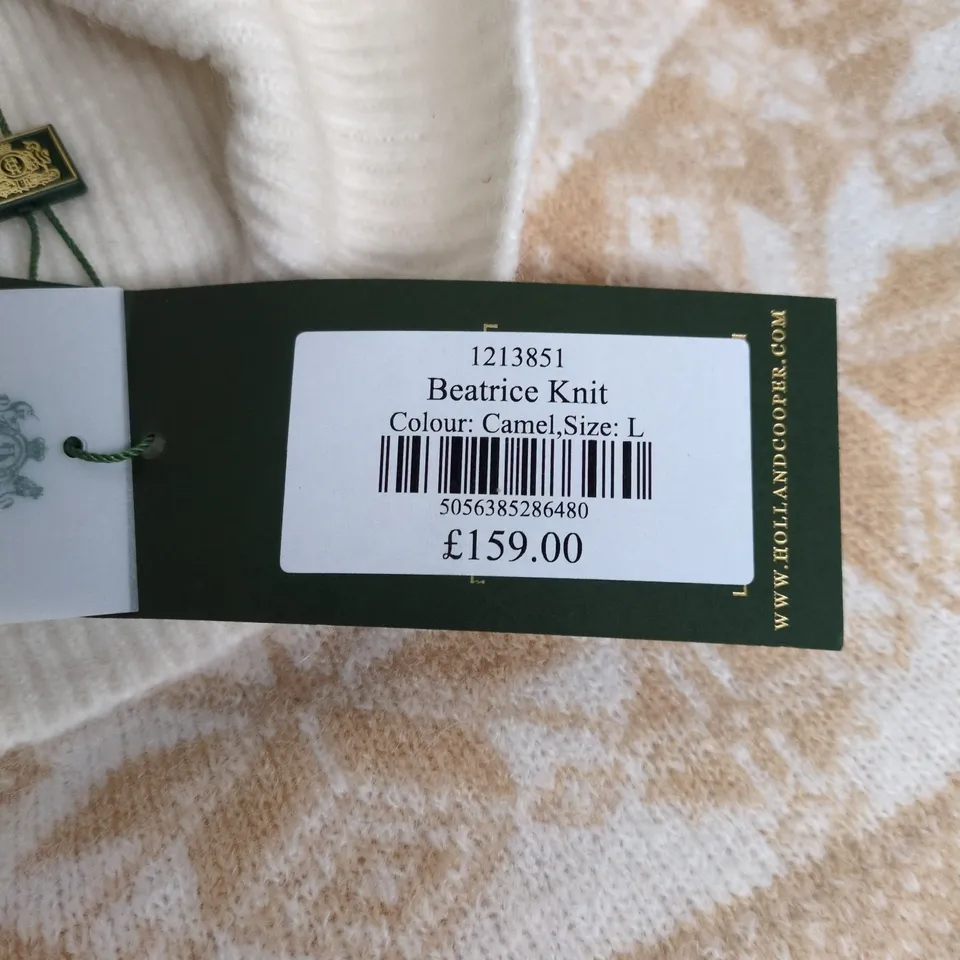 HOLLAND COOPER BEATRICE KNIT – CAMEL COLOUR, SIZE L