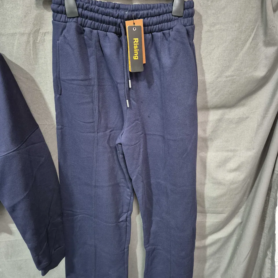 RISING NAVY TRACKSUIT SET – ZIP HOODIE CROP TOP & JOGGERS - SIZE S/M