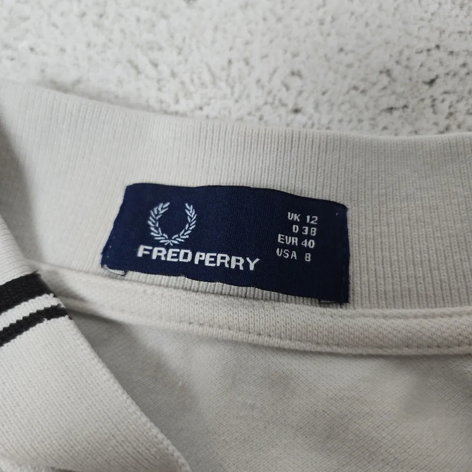 FRED PERRY WHITE POLO SHIRT - SIZE 12