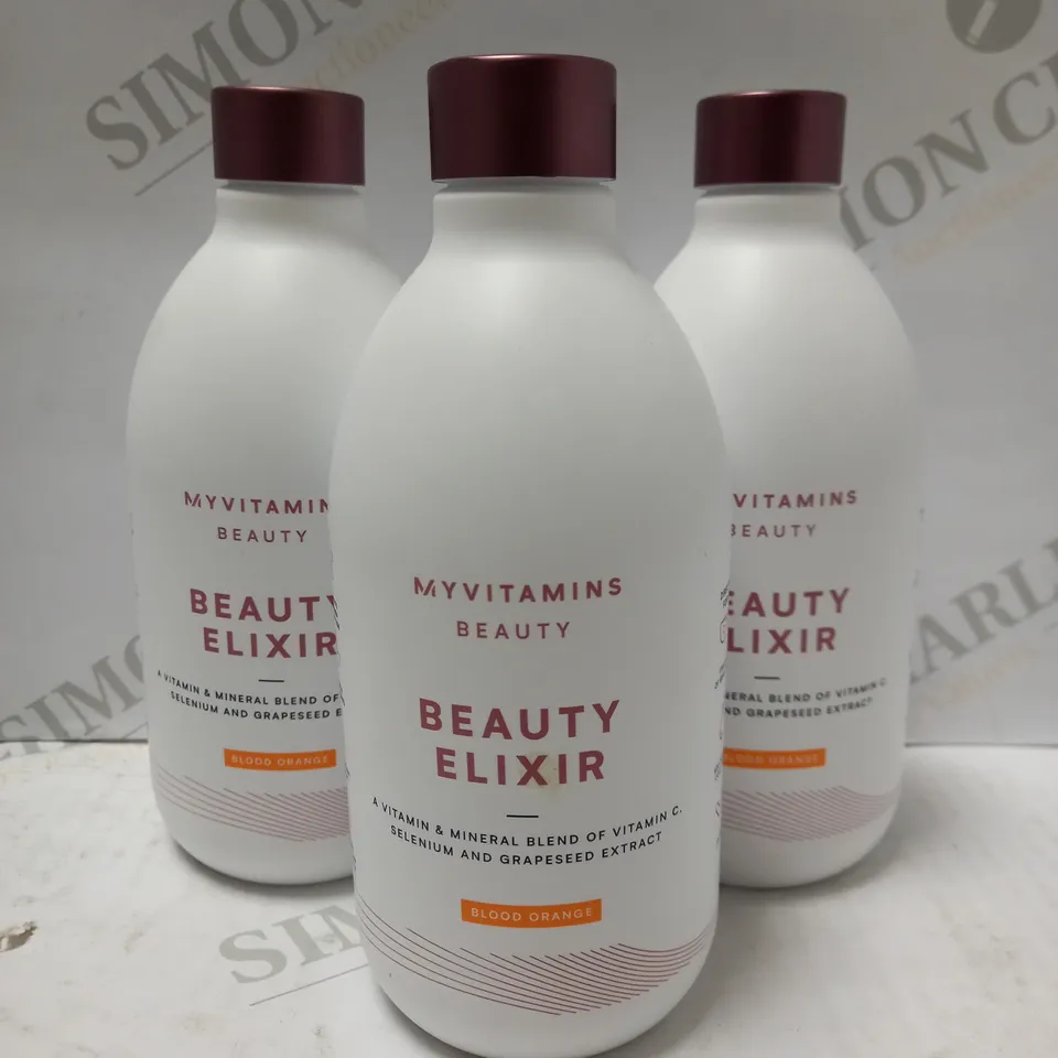 LOT OF 3 X 500ML MYVITAMINS BEAUTY ELIXIR BLOOD ORANGE 