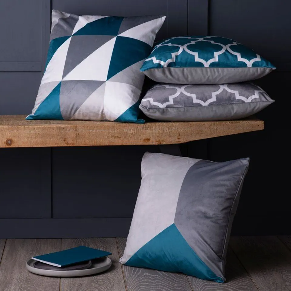 BARNEY 4 PIECE TEAL BLUE CUSHION COVERS