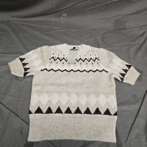 MINT VELVET WOMEN'S KNIT JUMPER – NEUTRAL FAIRISLE, XS