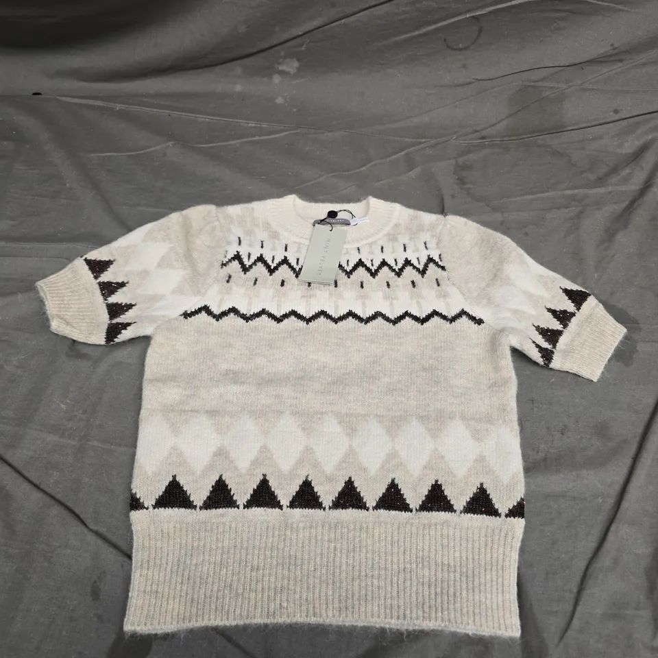 MINT VELVET WOMEN'S KNIT JUMPER – NEUTRAL FAIRISLE, XS