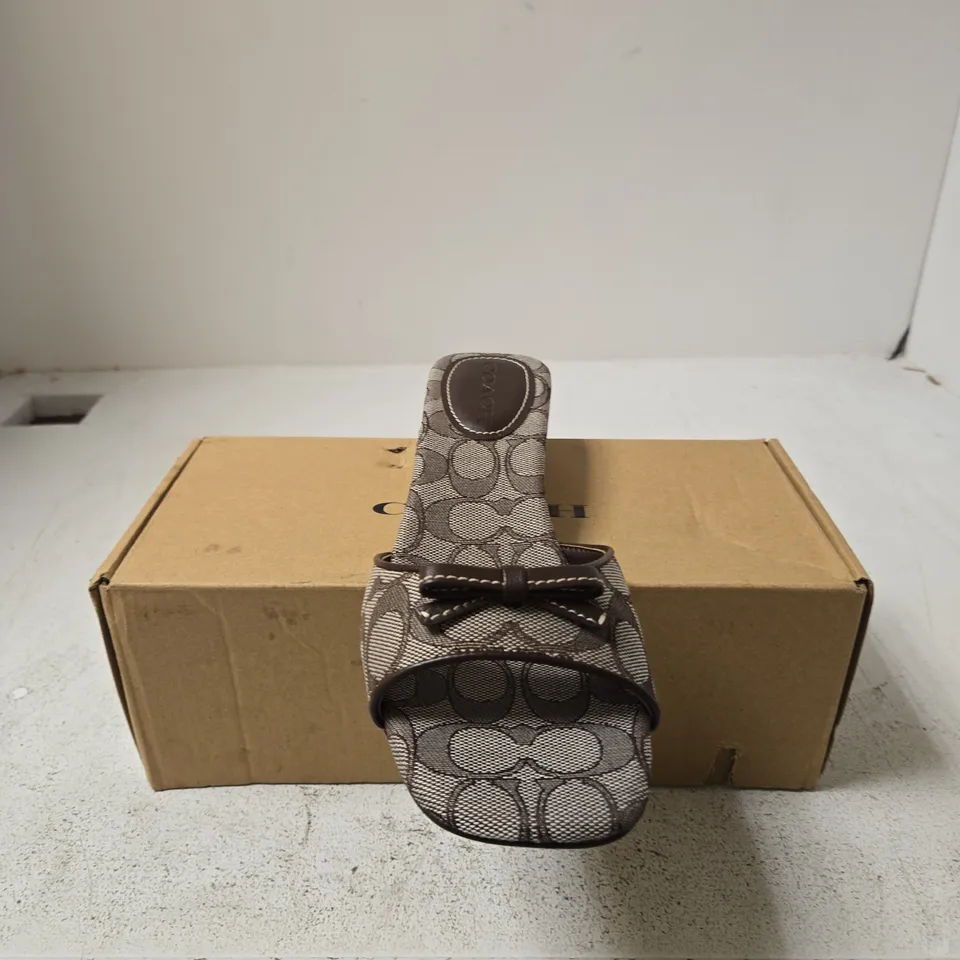 COACH BOW SIGNATURE SANDALS – MONOGRAM CANVAS, WOMEN’S, UK 6 