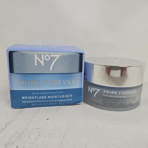 BOXED NO7 PRIME FOREVER WEIGHTLESS MOISTURISER (50ML)