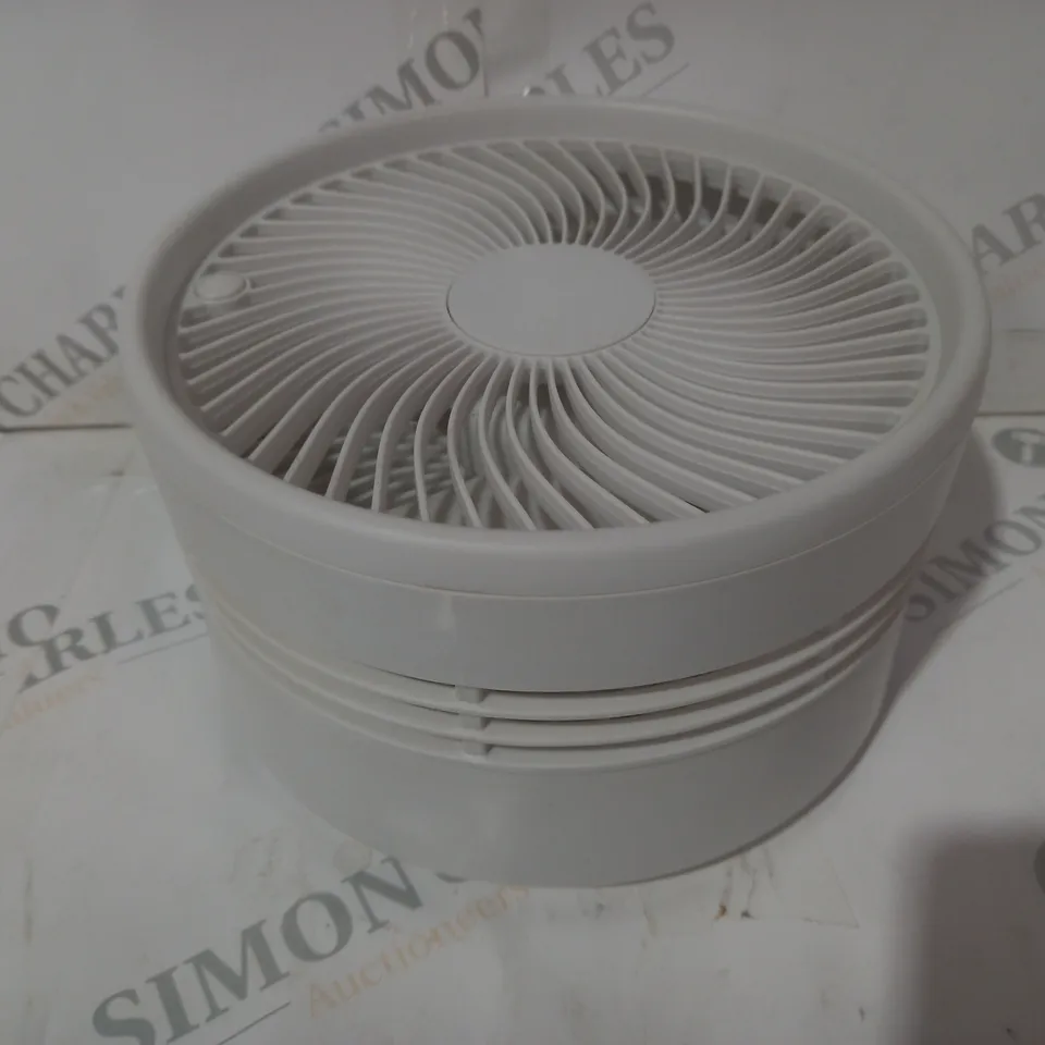 BOXED BELL & HOWELL OSCILLATING FOLDING RECHARGEABLE FAN, WHITE