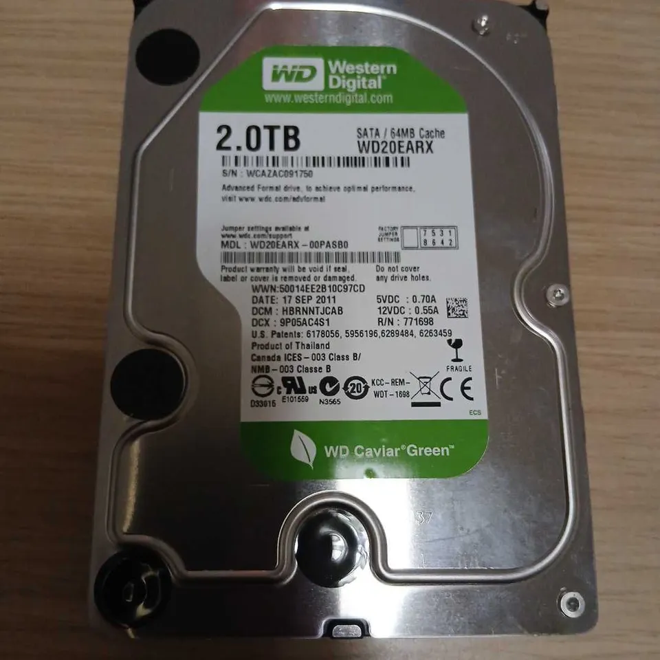 WESTERN DIGITAL 2TB CAVIAR GREEN SATA INTERNAL HARD DRIVE WD20EARX