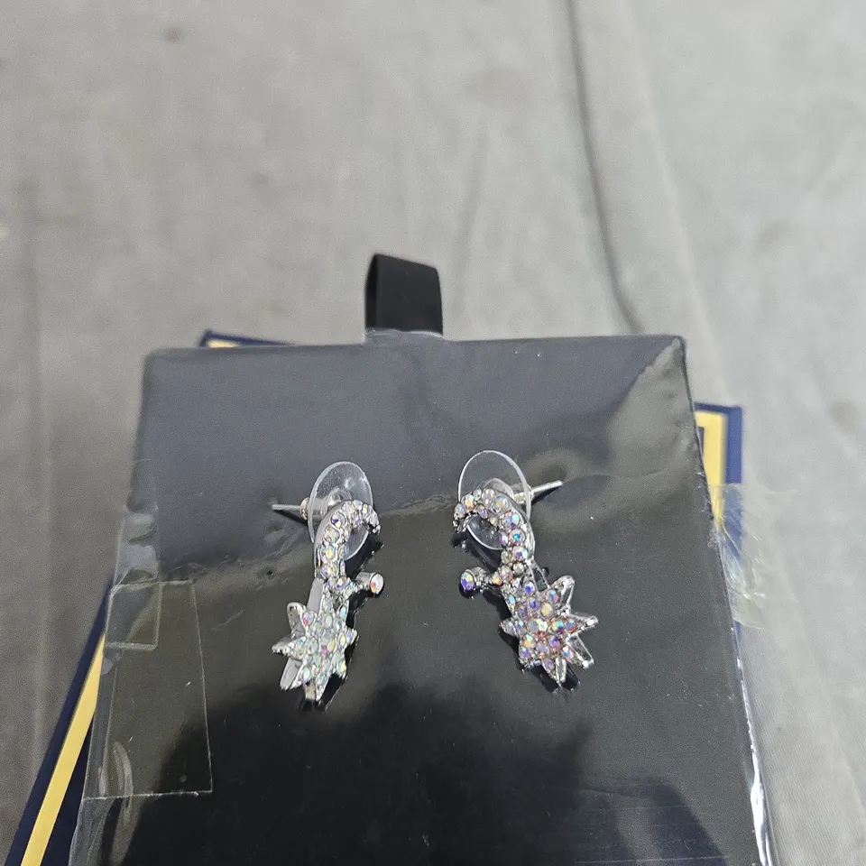 BUTLER & WILSON CRYSTAL EARRINGS – SILVER-TONE, BOXED