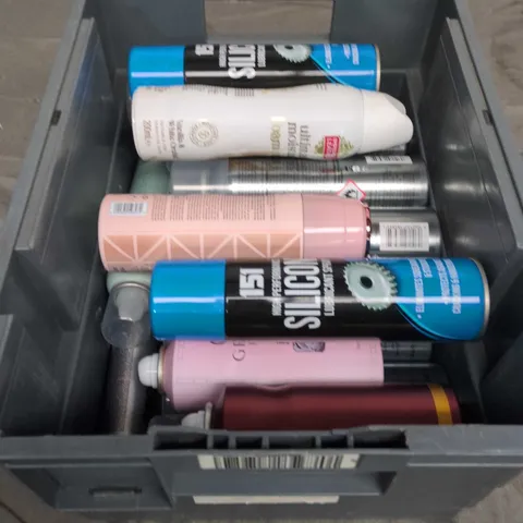 APPROXIMATELY 10 ASSORTED AEROSOLS TO INCLUDE LUBRICANT , PERFUMED SPRAY , ETC 