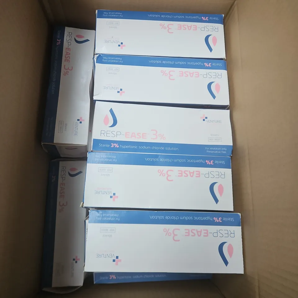 BOX OF APPROXIMATELY 20 RESP-EASE 3% STERILE HYPERTONIC SODIUM CHLORIDE SOLUTION – 60X4ML 