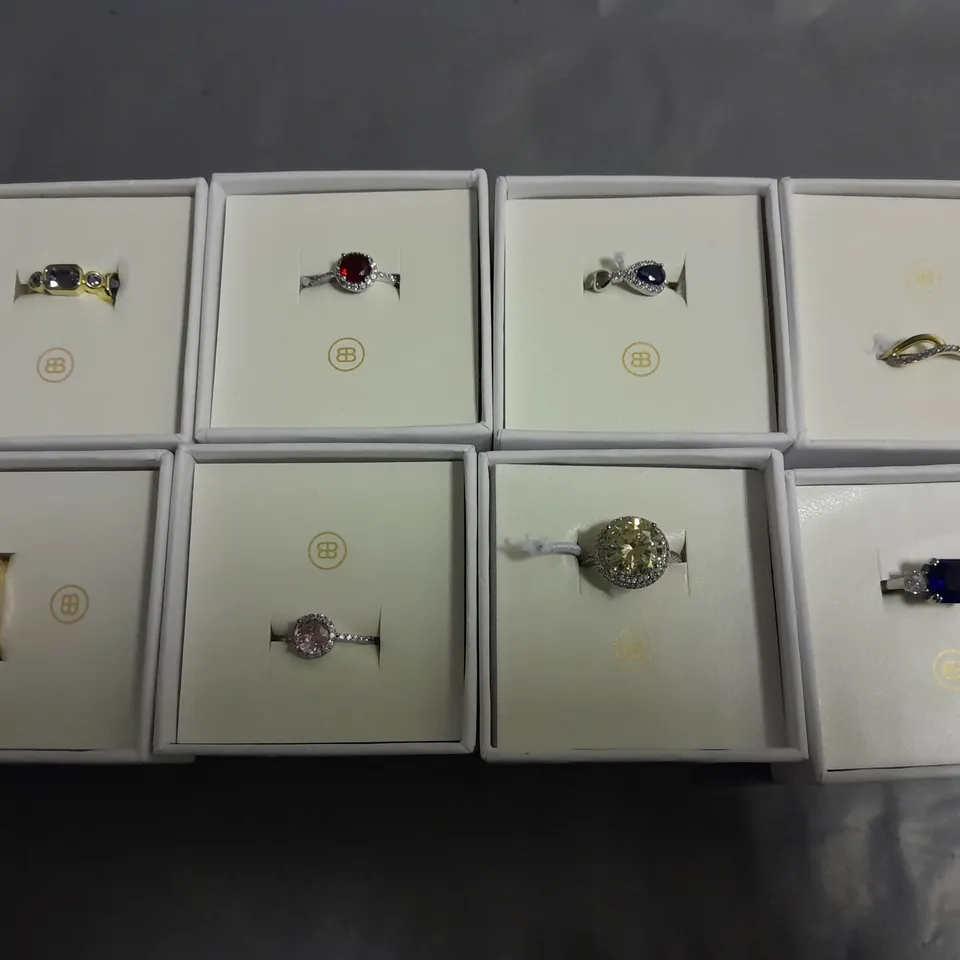 LOT OF 8 ASSORTED BOXED BUCKLEY LONDON RINGS