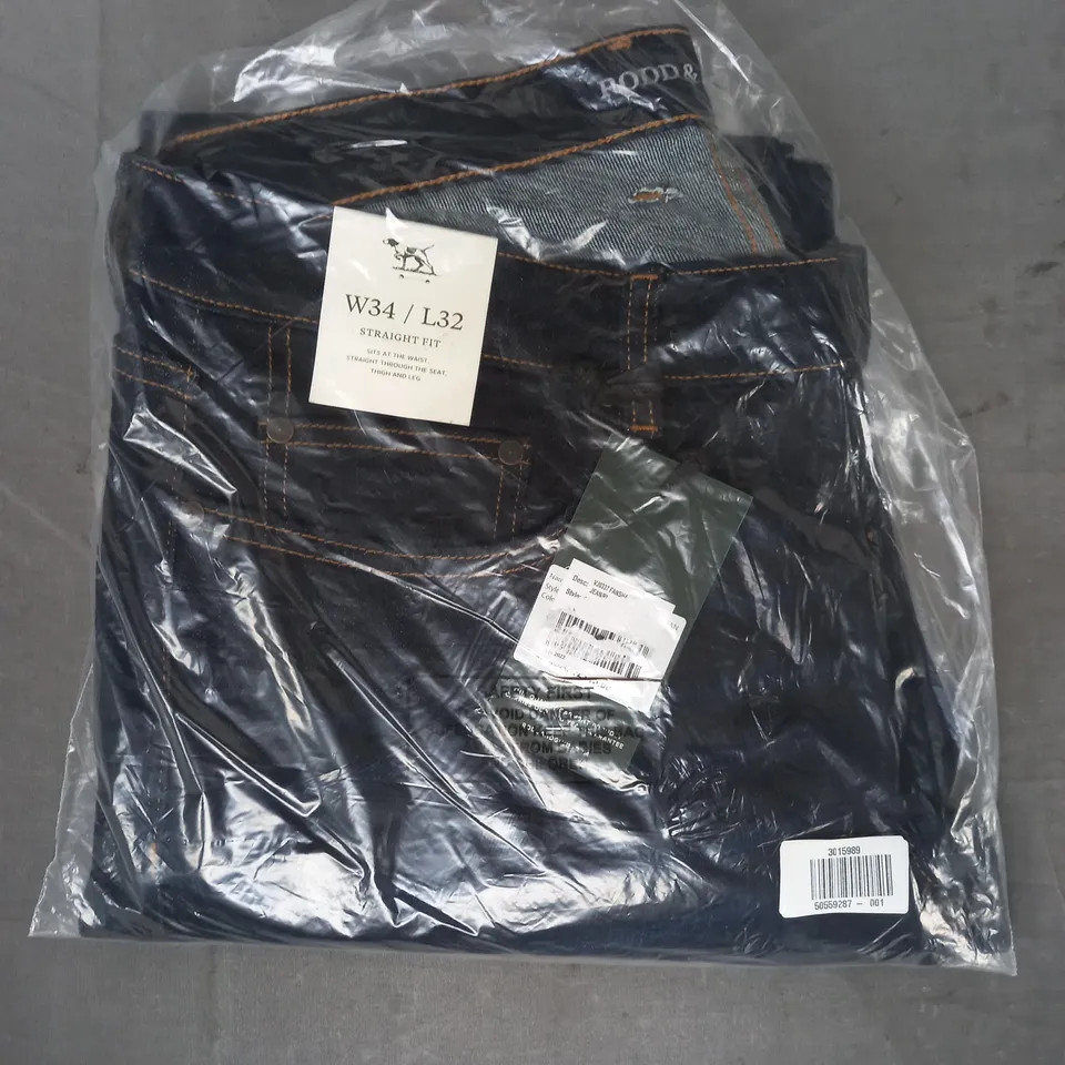 RODD & GUNN STRAIGHT FIT JEANS IN DARK BLUE SIZE 34/32