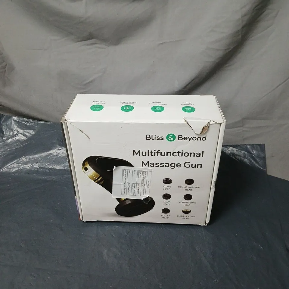 BLISS AND BEYOND MULTI FUNCTIONAL MASSAGE GUN BOXED