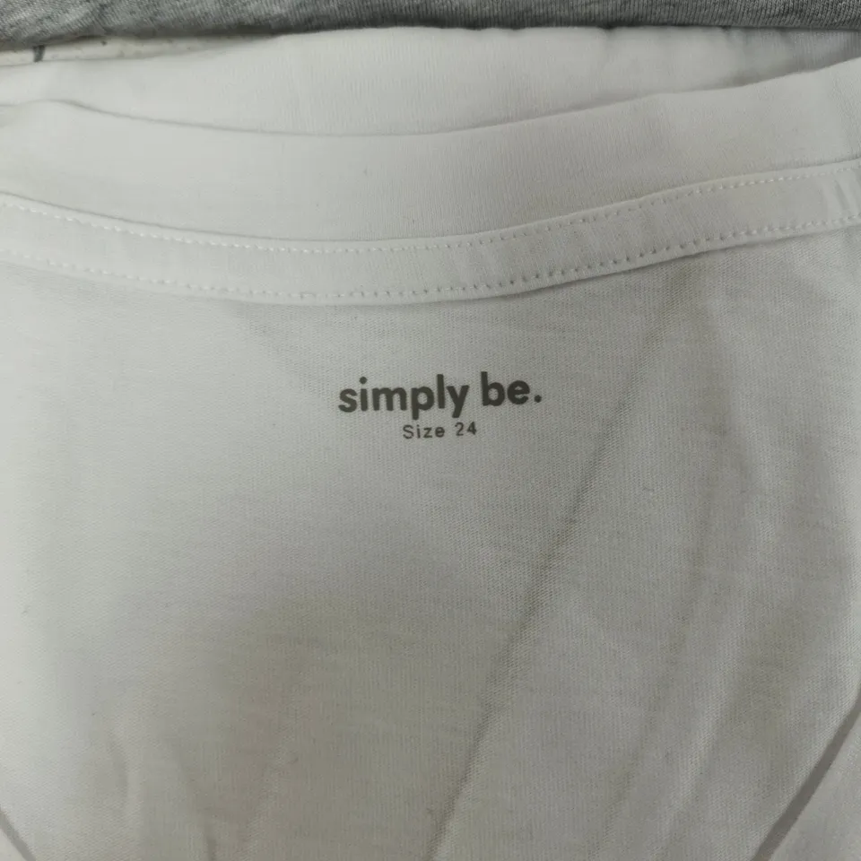 SIMPLY BE WOMEN'S V-NECK T-SHIRTS PAIR – SIZE UK 24, GREY & WHITE