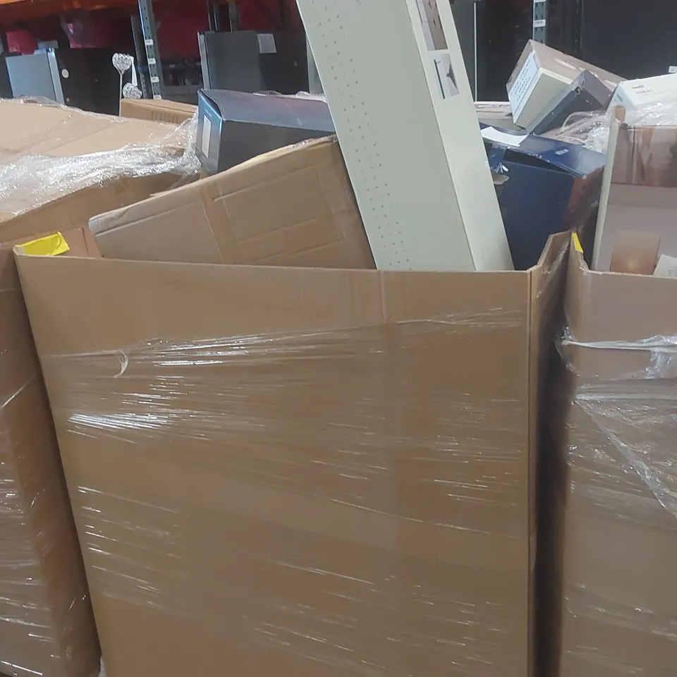 PALLET CONTAINING A VERY LARGE QUANTITY OF ASSORTED DESIGNER LIGHTING PRODUCTS TO INCLUDE: BAR CEILING LIGHTS, TABLE LAMP, FLOOR LAMP ECT
