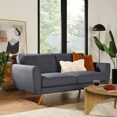BOXED HARLOW SLATE GREY PLUSH FABRIC 2 SEATER SOFA (1 BOX)