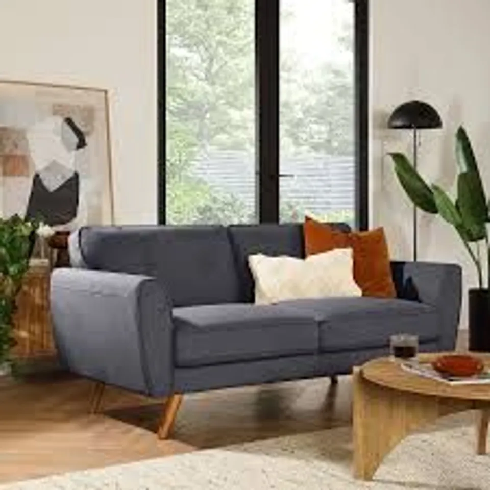 BOXED HARLOW SLATE GREY PLUSH FABRIC 2 SEATER SOFA (1 BOX)