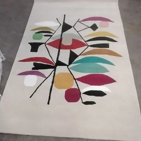 INALUXE CLOYD HAND TUFTED WOOL BLACK/BEIGE RUG 150CM X 230CM 