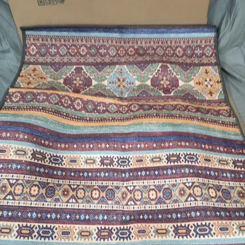 RUG WEAVERS HERITAGE COLLECTION RUG - MULTICOLOURED GEOMETRIC PATTERN, MADE IN TURKEY