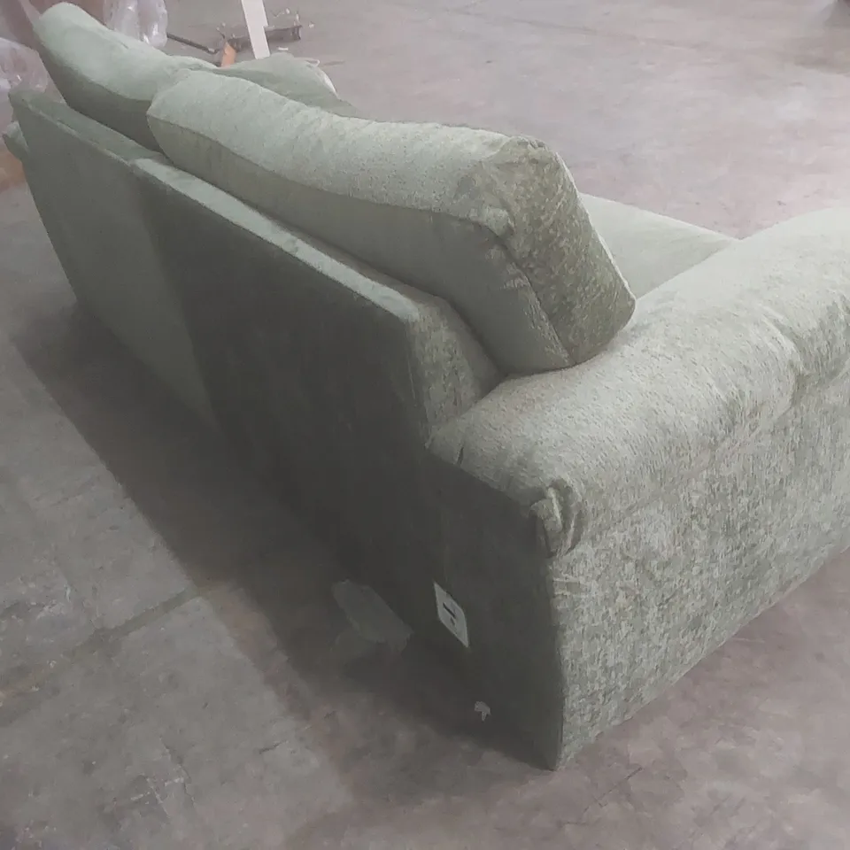 DESIGNER 4 SEATER FABRIC UPHOLSTERED SOFA - GREEN