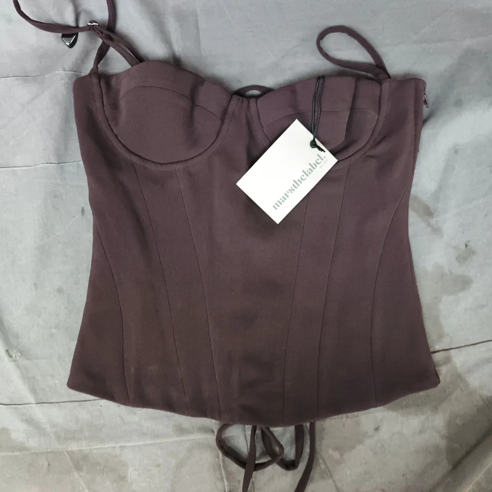 MARSTHELABEL WOMEN'S BROWN CORSET-STYLE BUSTIER TOP SIZE UK 10