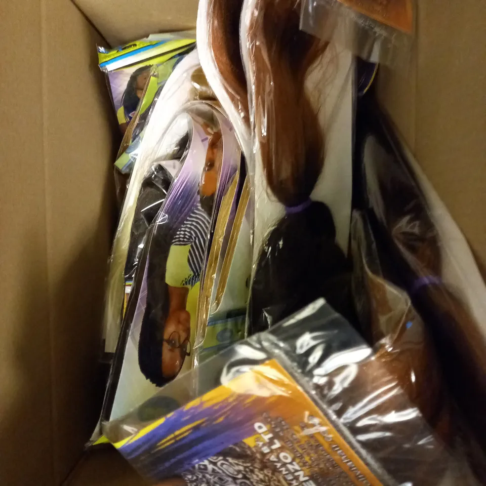 BOX OF APPROX. 20 SEALED OLIVIA HAIR PIECE IN ASSORTED COLOUR AND STYLE
