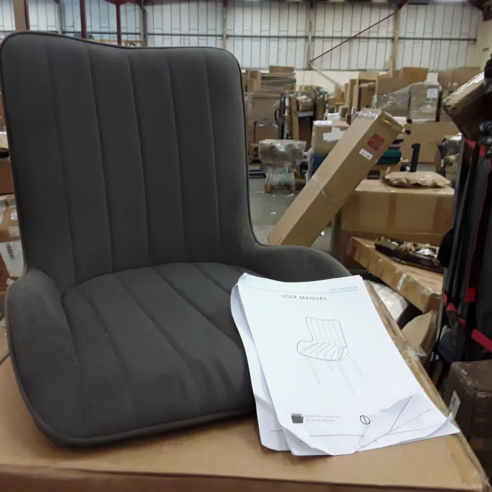BOXED SET OF 2 UPHOLSTERED FABRIC DINING CHAIRS  - GREY (1 BOX)