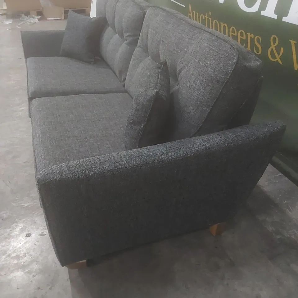 DESIGNER HALSTOW 3 SEATER GREY FABRIC UPHOLSTERED SOFA 