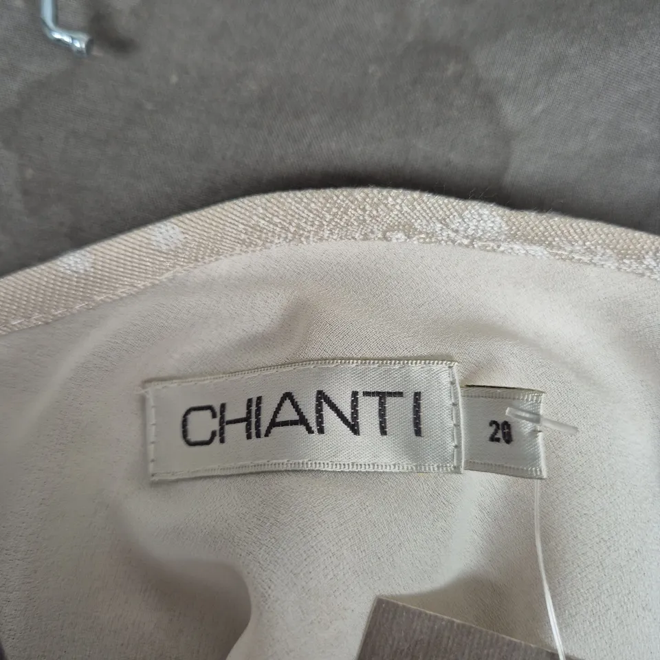 CHIANTI WOMEN'S BLOUSE - BEIGE SHEER OVERLAY WITH CIRCULAR CUTOUTS, SIZE 20
