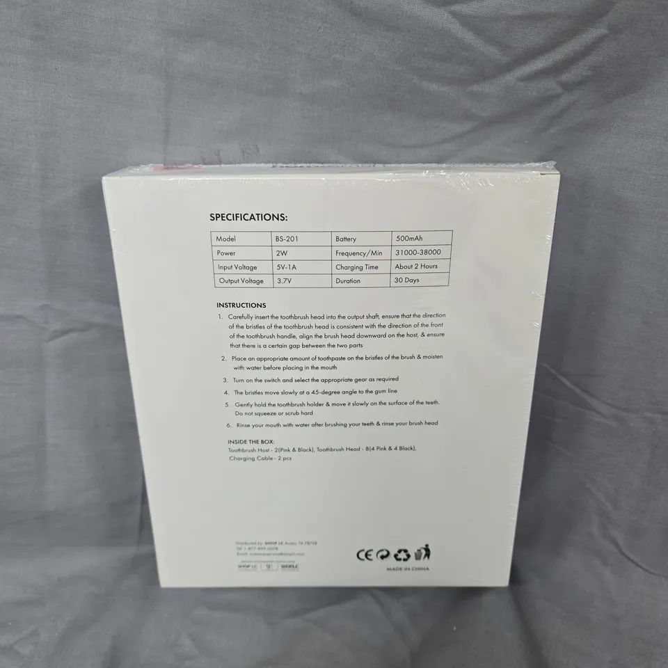 BOXED AND SEALED HOMESMART SET OF 2 ELECTRIC TOOTHBRUSHES (BS-201)