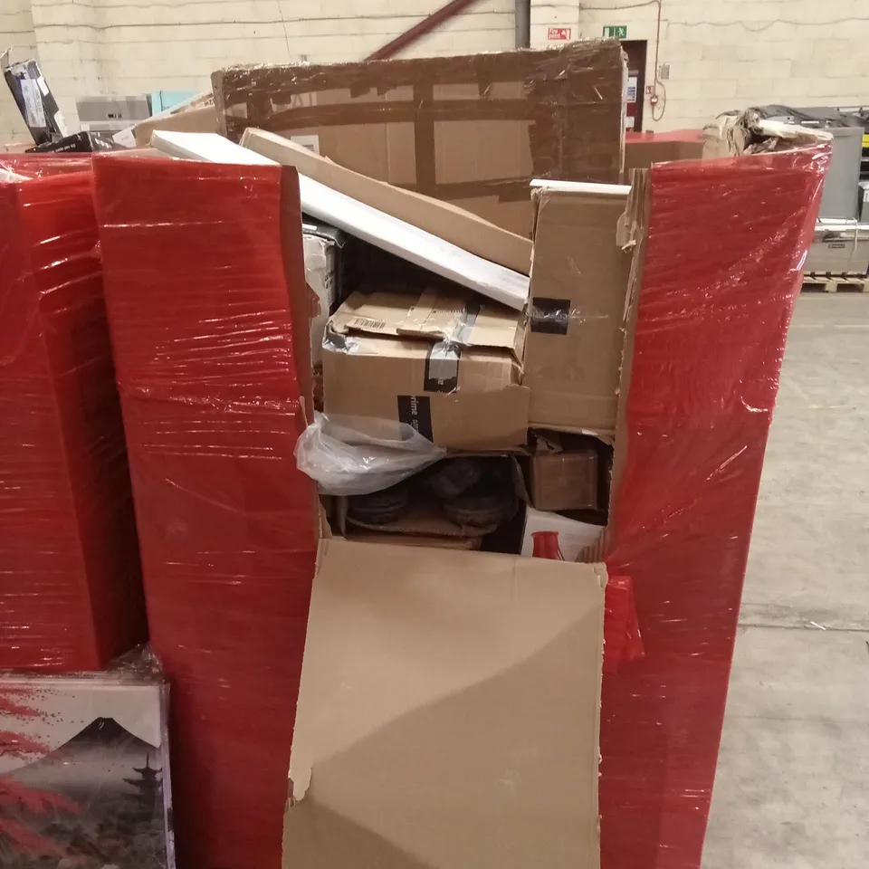 PALLET OF ASSORTED HOUSEHOLD GOODS AND PRODUCTS TO INCLUDE; ICE BATH TUB, CANVAS ART PIECE, AIR FRYER ETC