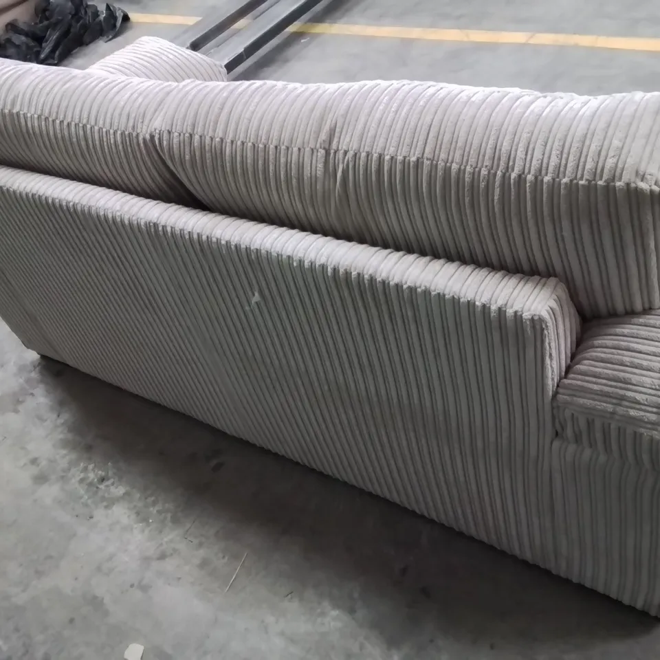 QUALITY DESIGNER CORDUROY FABRIC UPHOLSTERED CREAM SOFA