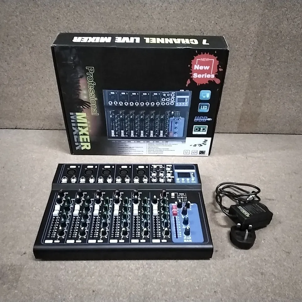 BOXED PROFFESIONAL 7 CHANNEL LIVE MIXER 