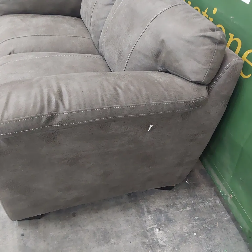 DESIGNER SCAFELL TWO SEATER SOFA GREY SUEDE WITH FEATURED STITCHING