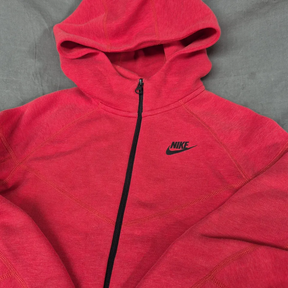 NIKE RED ZIP HOODIE WITH LOGO - SIZE LARGE - KIDS
