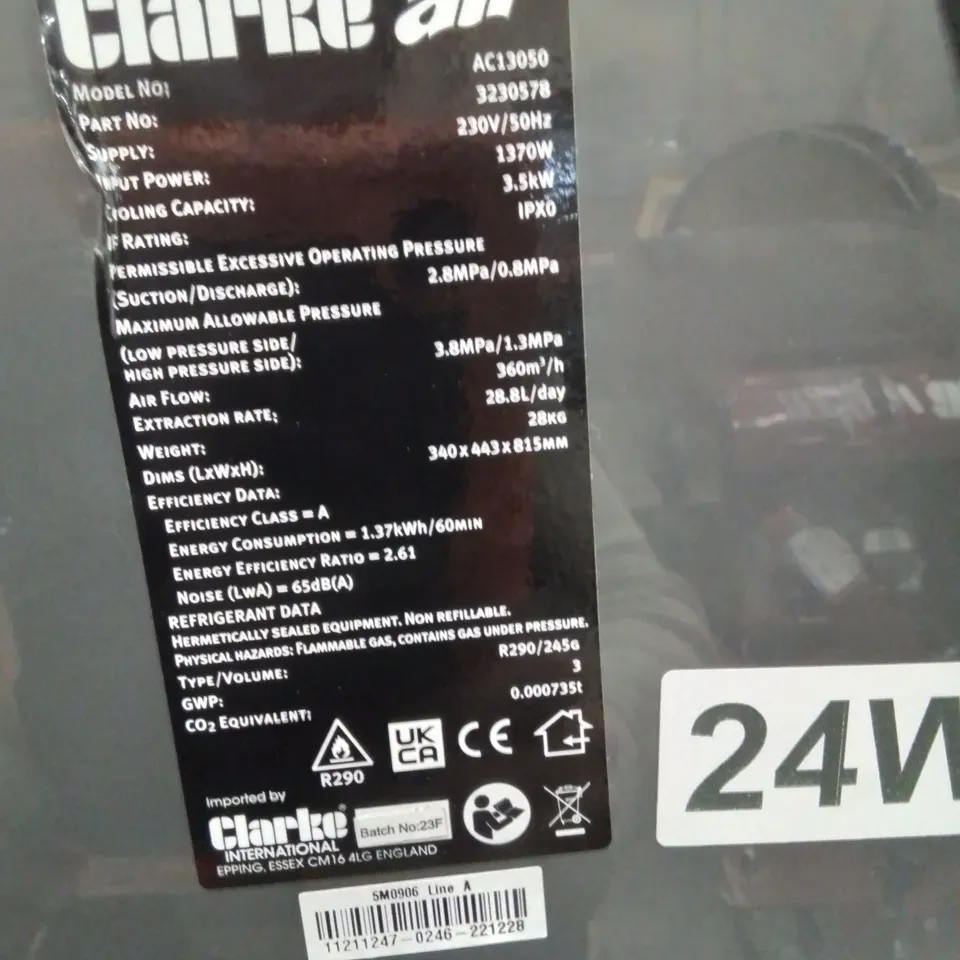 CLARKE AIR AIR CONDITIONING UNIT MODEL AC13050