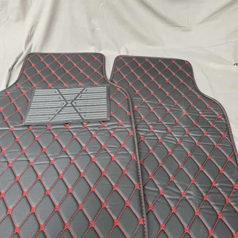 RED STITCHED CAR MAT PAIR 