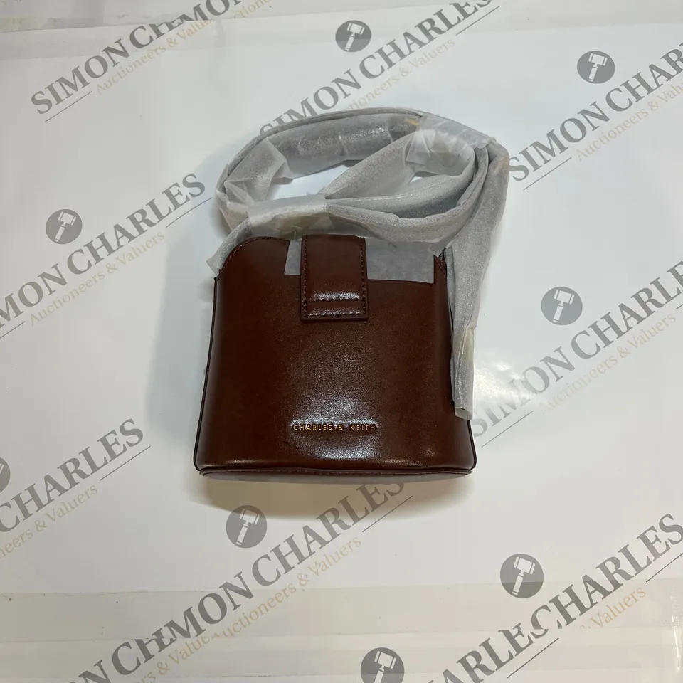 CHARLES & KEITH SMALL BUCKLED BAG IN DARK BROWN 