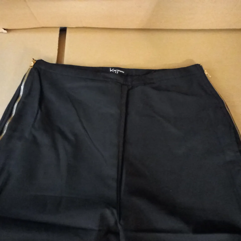 BRAND NEW KINTSUGI WOMENS BLACKK PETITE TROUSERS WITH SIDE ZIP - 16