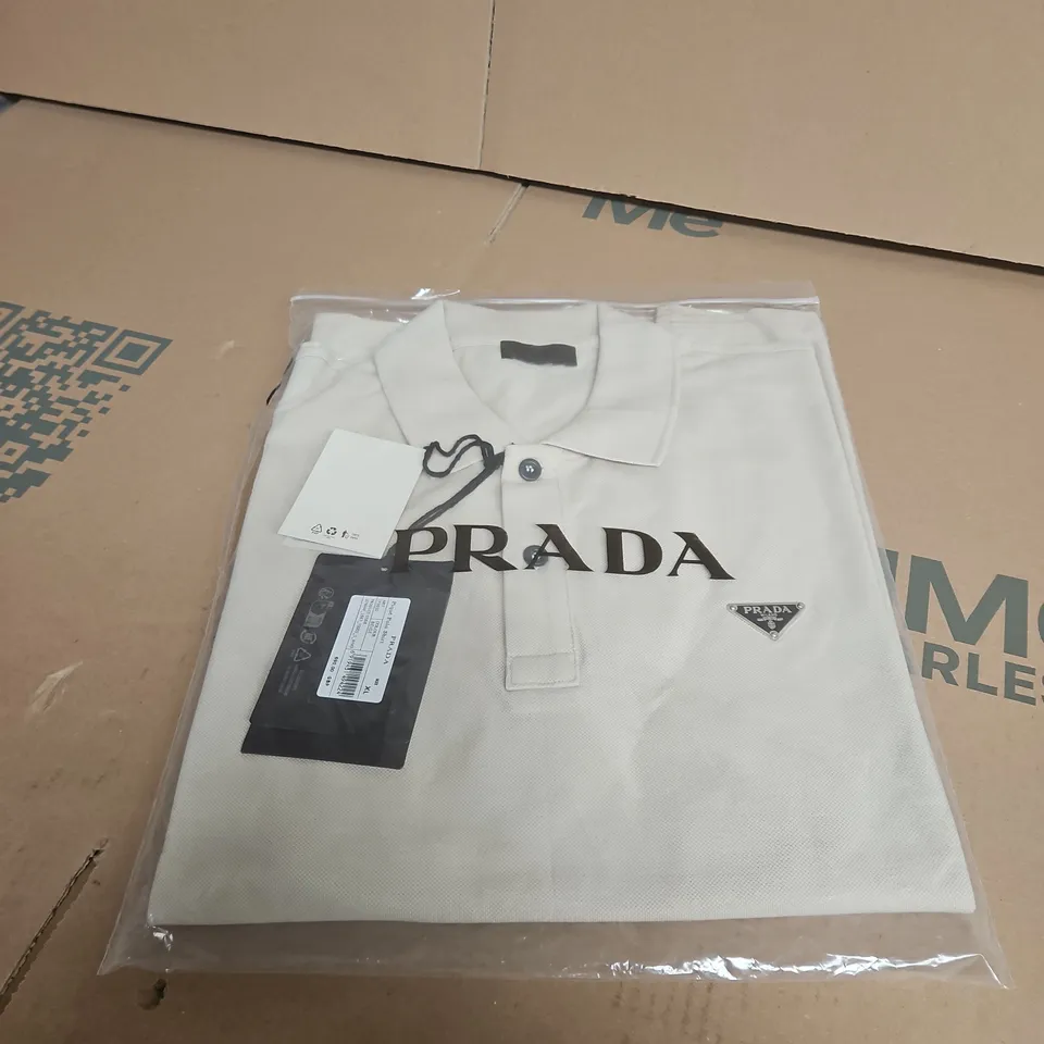 PRADA PIQUE POLO SHIRT - BEIGE, SIZE XL